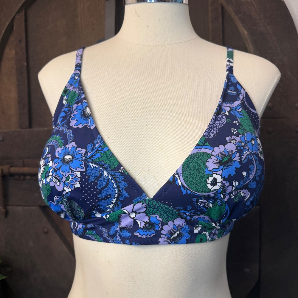 Amazon Floral Paisley Bikini Top XXL Blue Purple Swimwear